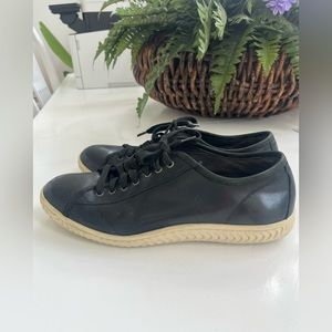 John Varvatos Star USA Men Sz 11 M Black Leather Fashion Sneakers Casual Lace Up